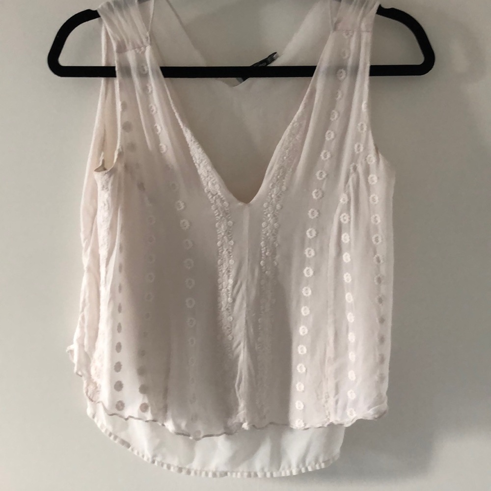 Cream colored, layered tank